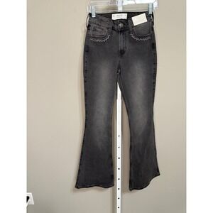 Hollister High Rise Washed Black Flare Jeans 00 25x31 NWT Y2K Dark Academia Edgy